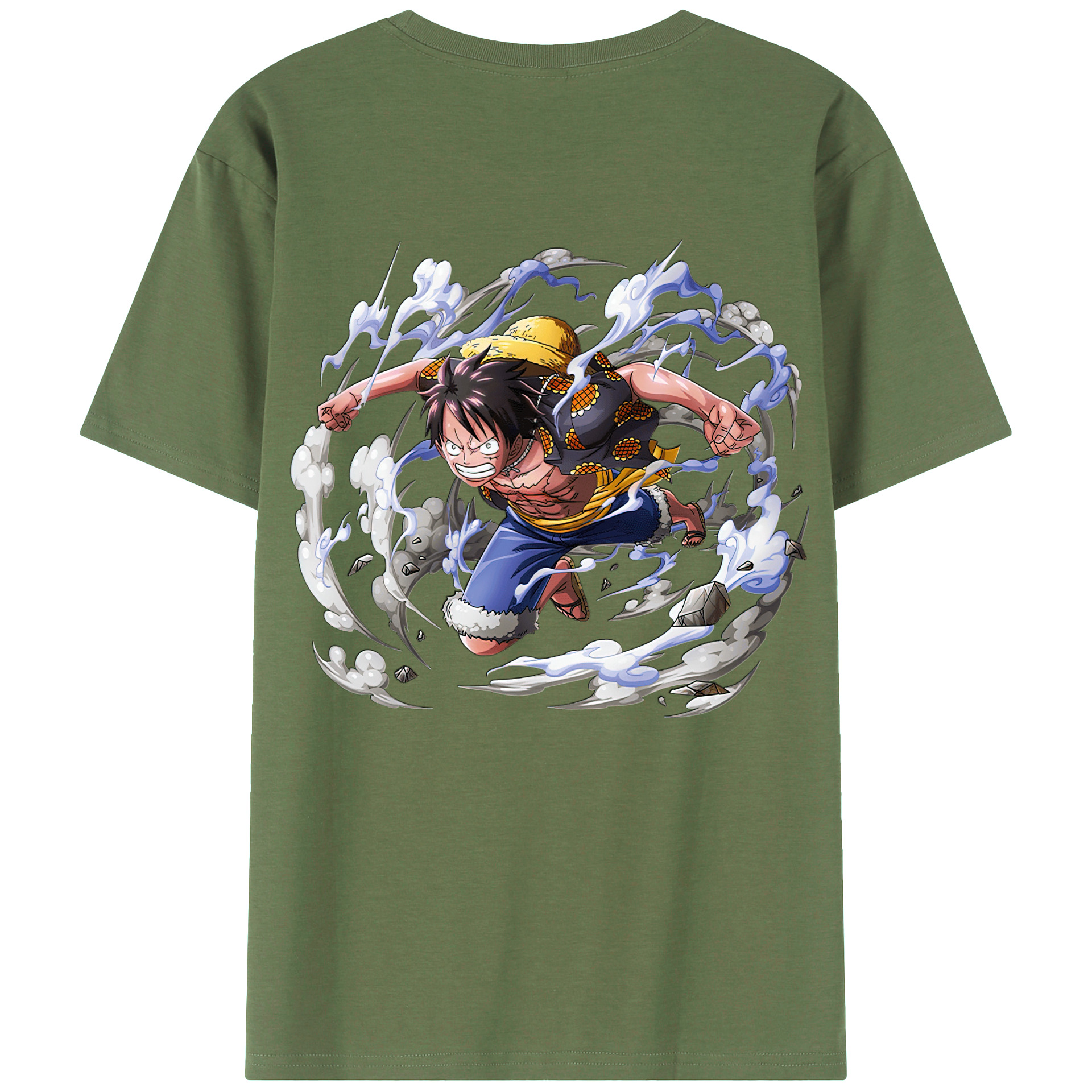 ワンピース モンキー・D・ルフィ ONE PIECE Monkey D. Luffy 綿100％ メンズ半袖Tシャツ（バックプリント） 通気性